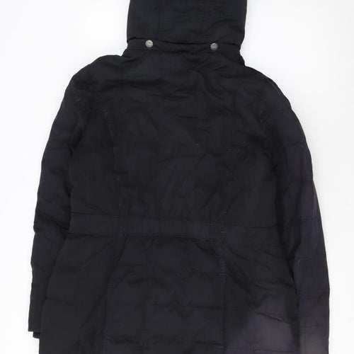 FatFace Women’s Black Faux Fur Hooded Parka Coat Size 14