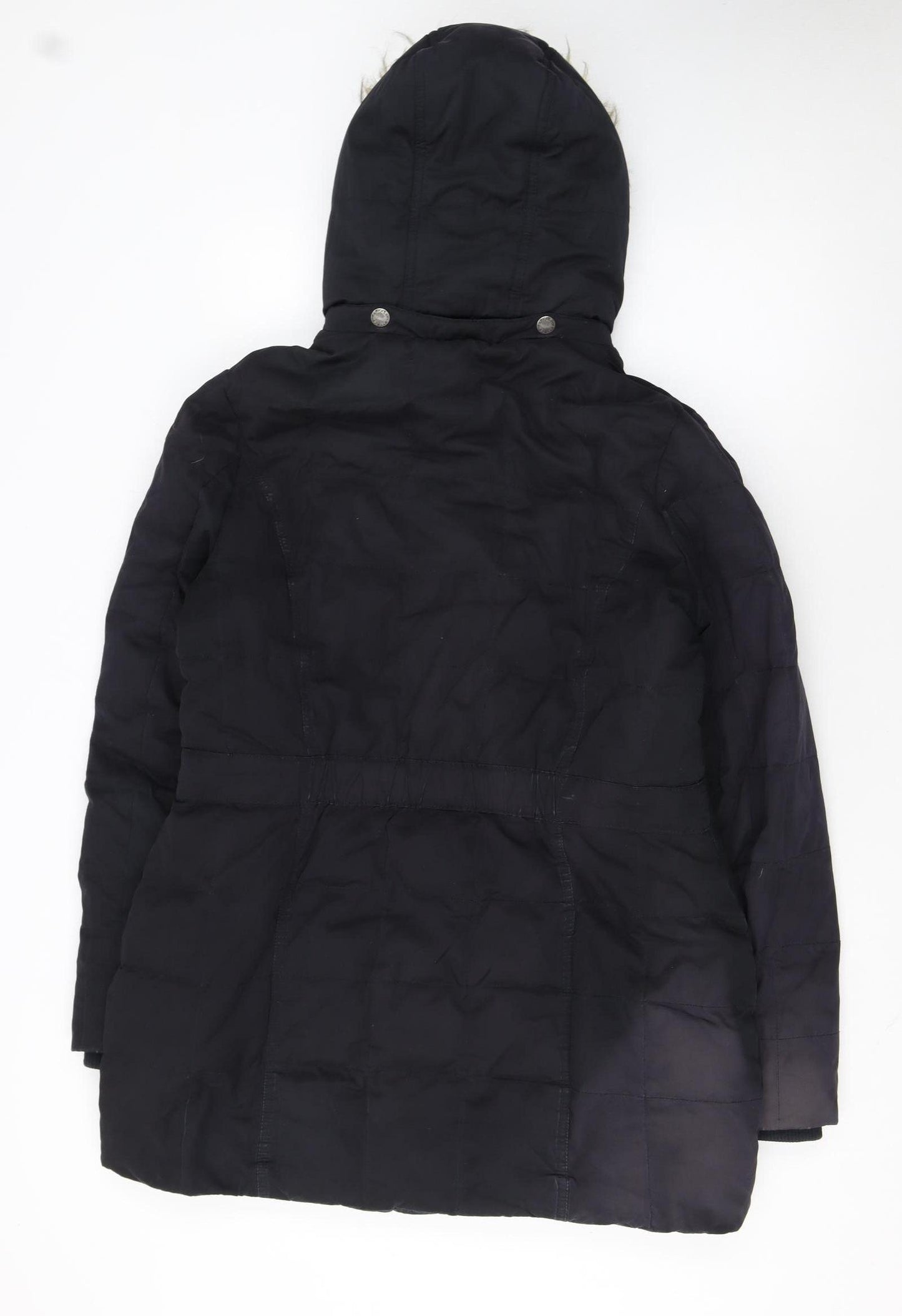 FatFace Women’s Black Faux Fur Hooded Parka Coat Size 14