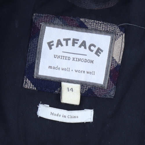 FatFace Women’s Black Faux Fur Hooded Parka Coat Size 14