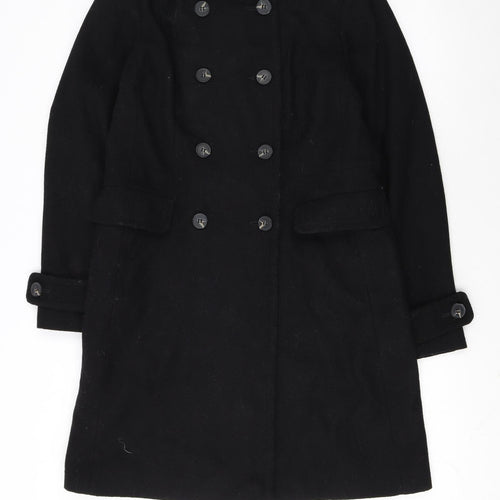 Next Womens Black Wool Blend Pea Coat UK 10 Classic Mid-Length