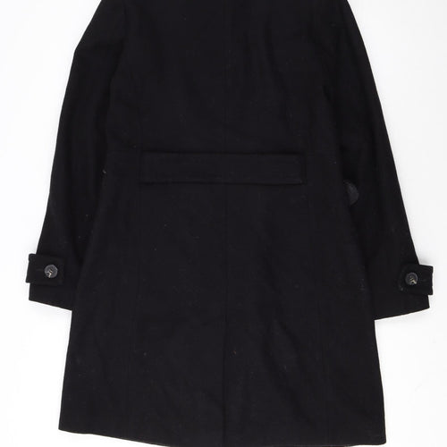 Next Womens Black Wool Blend Pea Coat UK 10 Classic Mid-Length