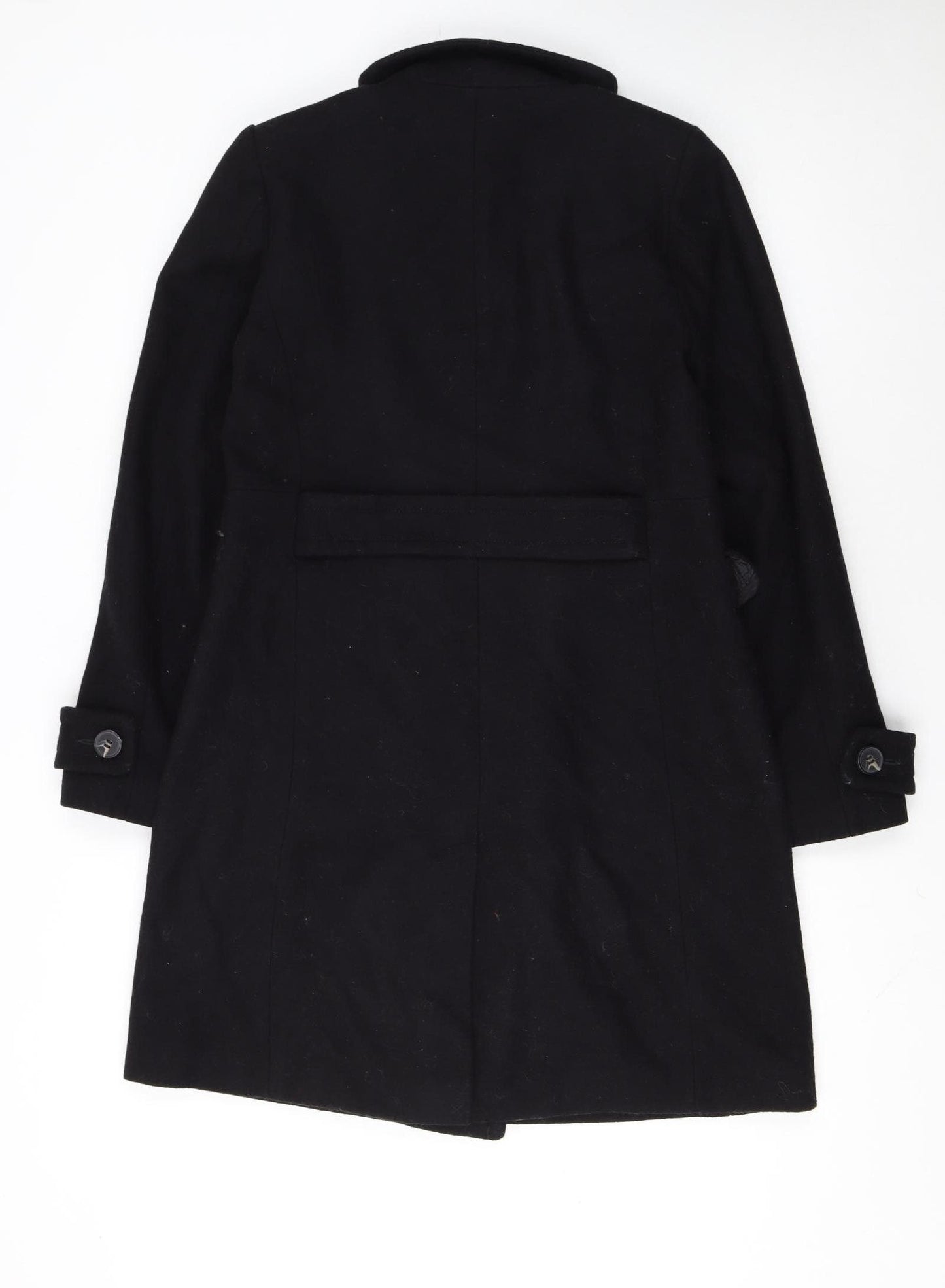 Next Womens Black Wool Blend Pea Coat UK 10 Classic Mid-Length
