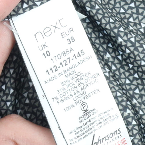 Next Womens Black Wool Blend Pea Coat UK 10 Classic Mid-Length
