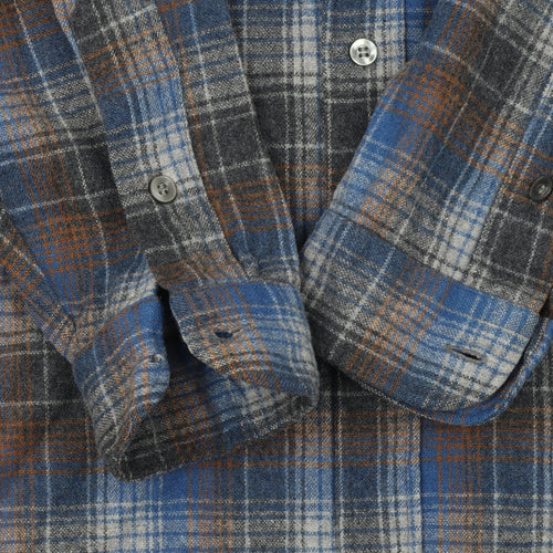 Pendleton Women Blue Plaid Wool Flannel Button-Up Shirt Size 16
