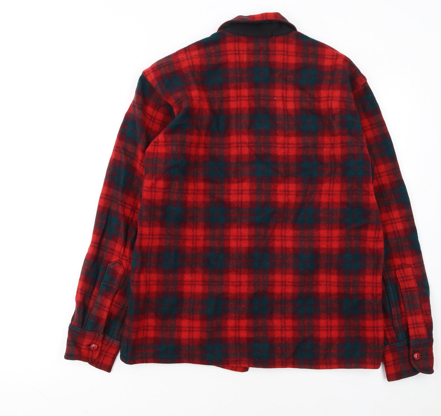 Sport Togs Men Red Wool Plaid Flannel Button-Up Shirt S Vintage