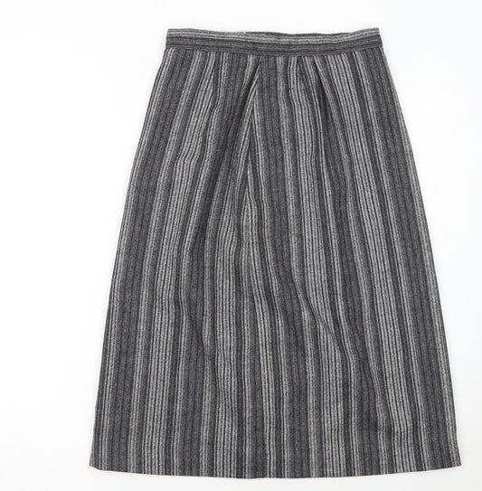 Peabody House Girls Grey Striped Wool Blend A-Line Knee Length Skirt 9-10 Years