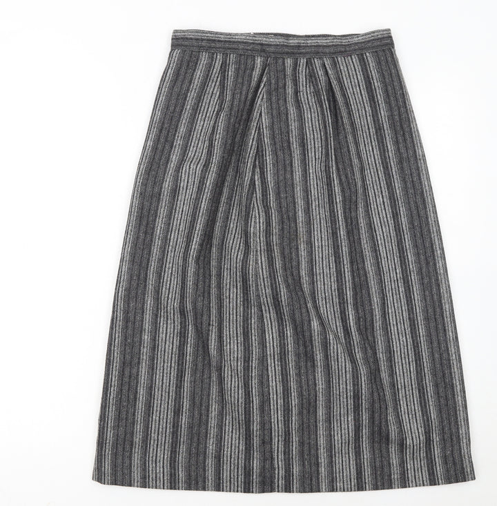 Peabody House Girls Grey Striped Wool Blend A-Line Knee Length Skirt 9-10 Years