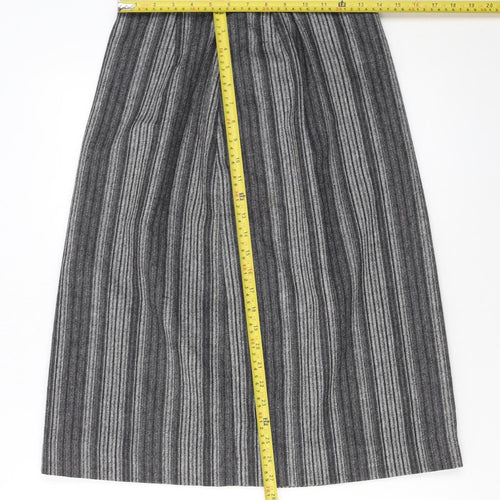 Peabody House Girls Grey Striped Wool Blend A-Line Knee Length Skirt 9-10 Years