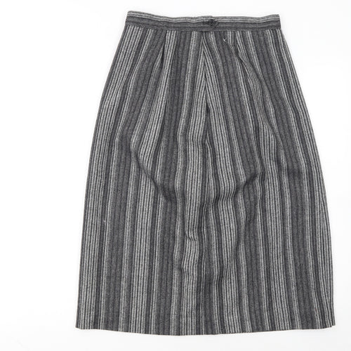 Peabody House Girls Grey Striped Wool Blend A-Line Knee Length Skirt 9-10 Years