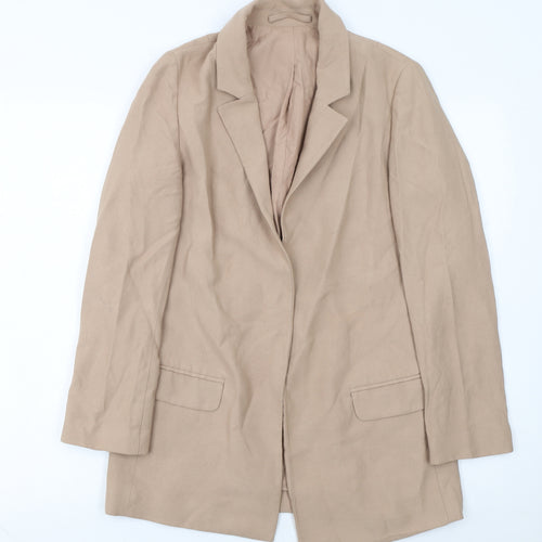 AllSaints Women Beige Viscose Classic Single-Breasted Blazer UK 8