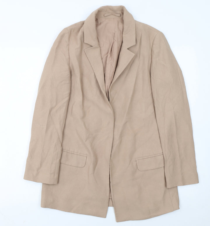 AllSaints Women Beige Viscose Classic Single-Breasted Blazer UK 8