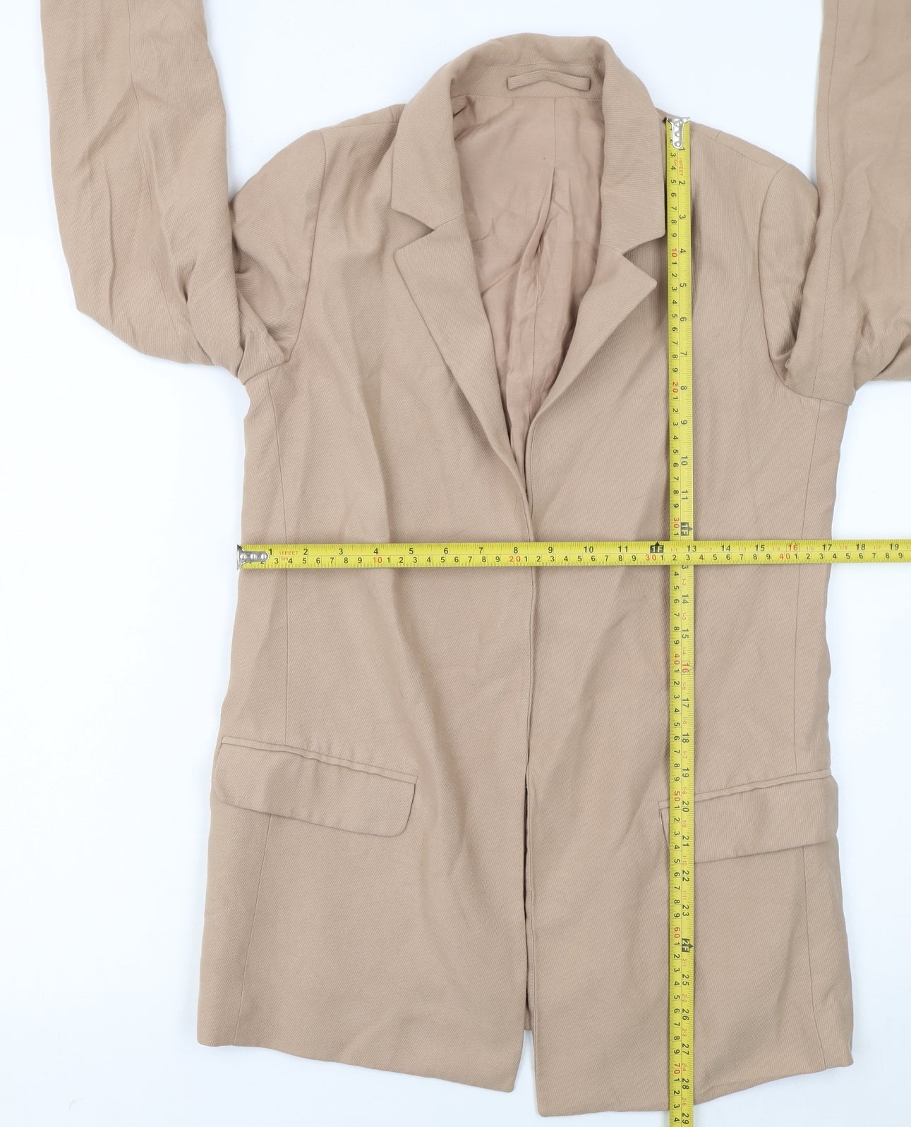AllSaints Women Beige Viscose Classic Single-Breasted Blazer UK 8