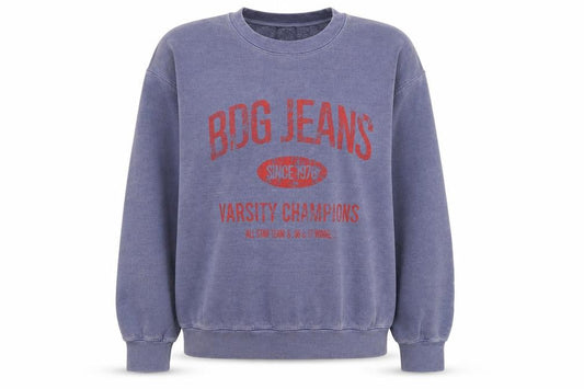 Front view of BDG Urban Outfitters Women's Blue Graphic Pullover Sweatshirt S