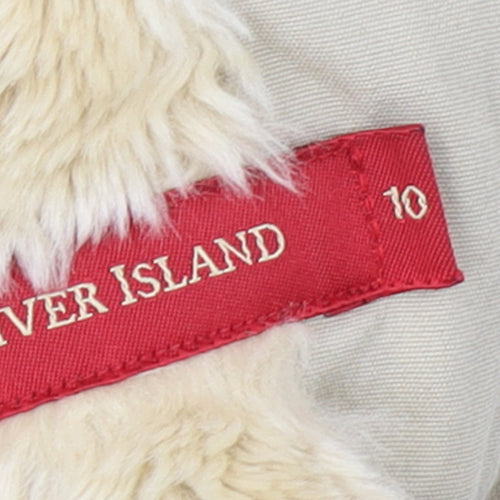 River Island Women’s Beige Faux Fur Hooded Cotton Waistcoat Size 10