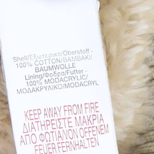 River Island Women’s Beige Faux Fur Hooded Cotton Waistcoat Size 10