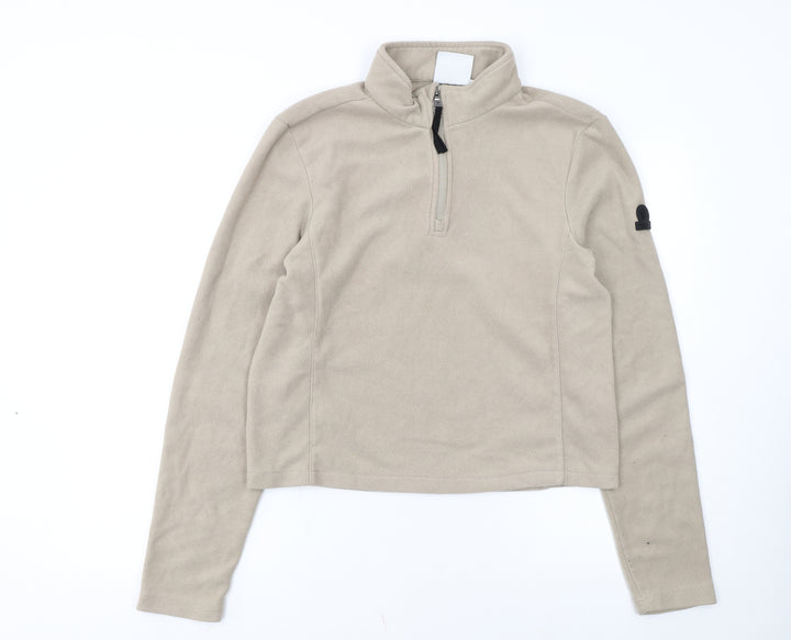 TOG24 Women Beige Fleece 1/2 Zip Pullover Sweatshirt S