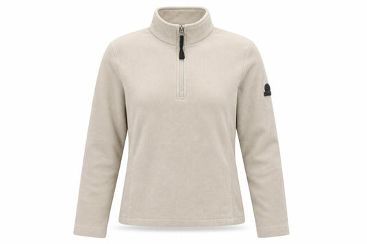 Front view of TOG24 Women Beige Fleece 1/2 Zip Pullover Sweatshirt S