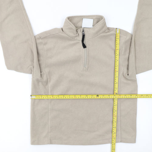 TOG24 Women Beige Fleece 1/2 Zip Pullover Sweatshirt S