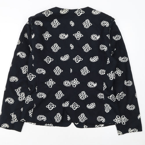 Medici by Gill Harvey Women's Black Embroidered Cotton Blazer Size 10