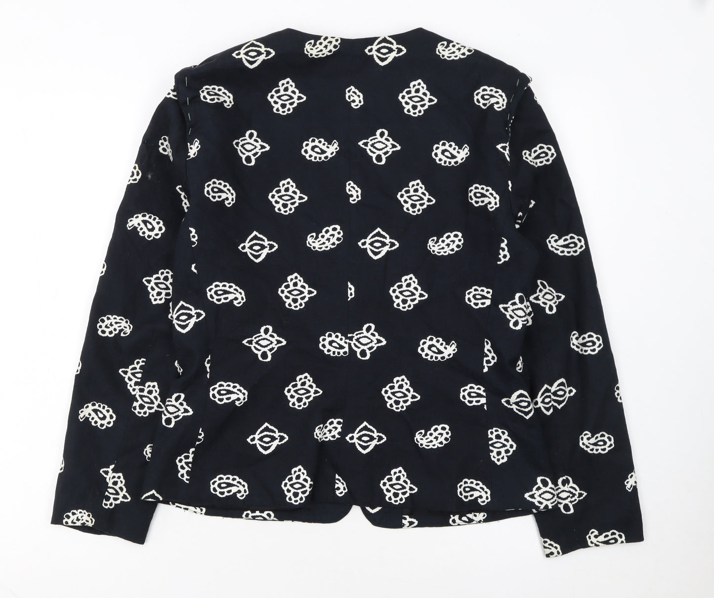 Medici by Gill Harvey Women's Black Embroidered Cotton Blazer Size 10
