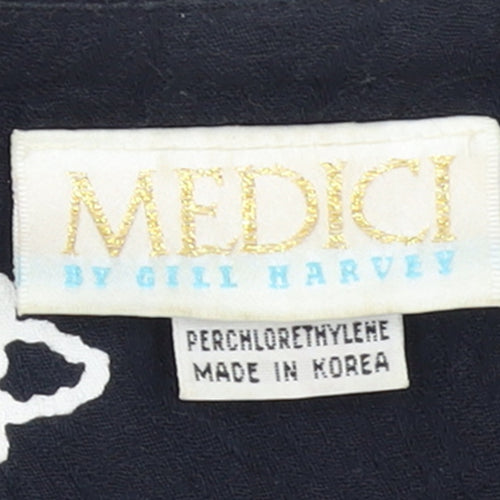 Medici by Gill Harvey Women's Black Embroidered Cotton Blazer Size 10