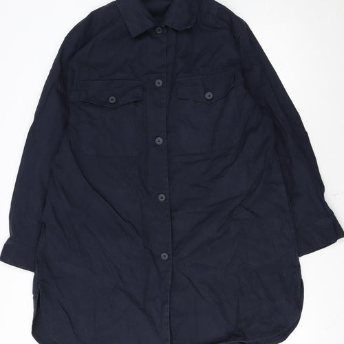 Uniqlo Women’s Blue Cotton Basic Jacket XS Casual Mid-Length