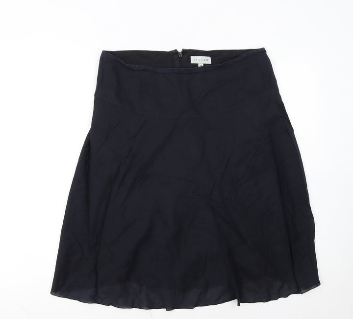 Jigsaw Womens Black Silk A-Line Knee Length Skirt Size 14