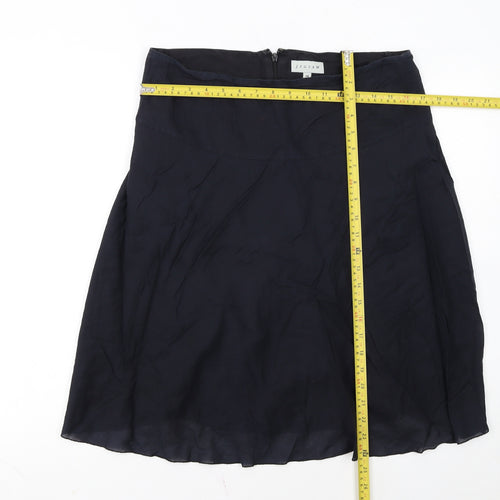 Jigsaw Womens Black Silk A-Line Knee Length Skirt Size 14