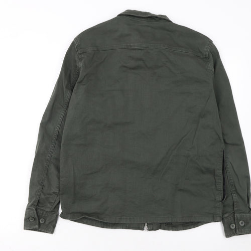 ZARA Women Green Cotton Twill Zip Military Jacket Size M