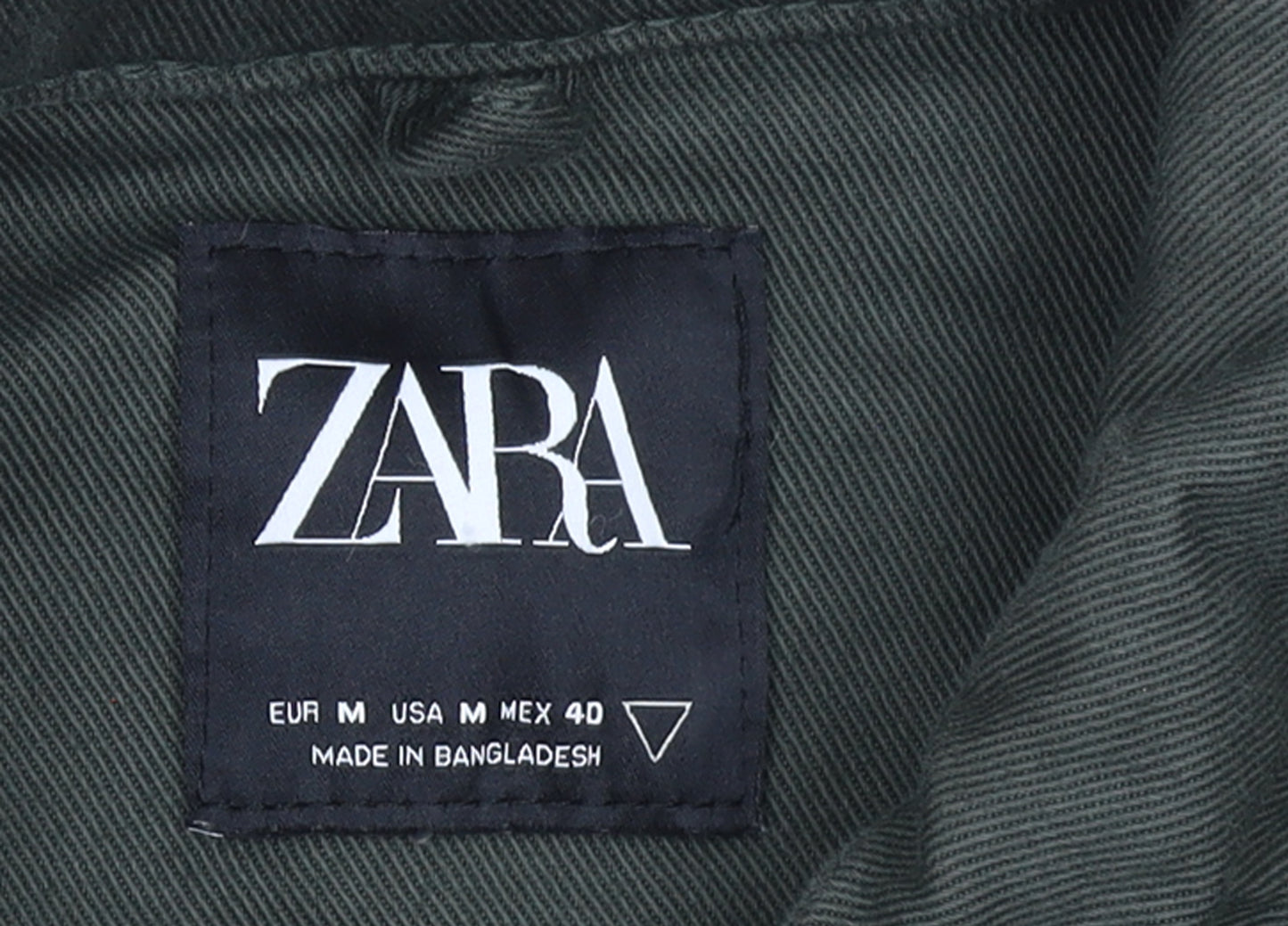 ZARA Women Green Cotton Twill Zip Military Jacket Size M