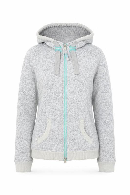 Front view of Superdry women’s grey full zip hoodie xs mountain storm softshell