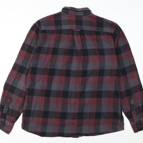 Orvis Men's Red Check Flannel Button-Up Shirt Size L Regular Fit