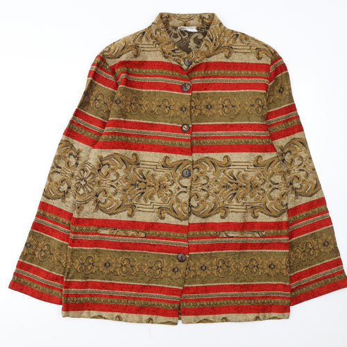 Leslie Fay Womens Multicoloured Jacquard Blazer Size 8 Classic Fit