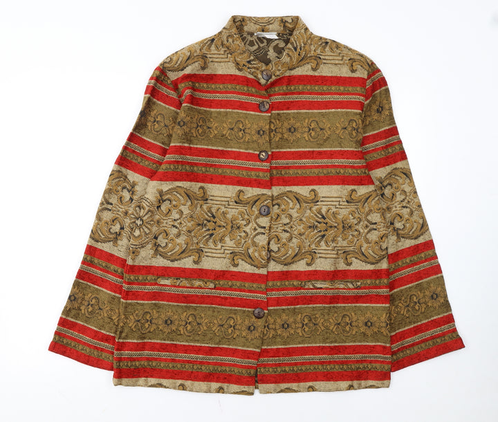 Leslie Fay Womens Multicoloured Jacquard Blazer Size 8 Classic Fit