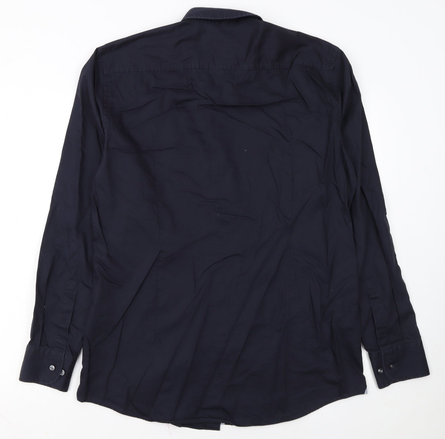 Hugo Boss Men's Blue Slim Fit Long Sleeve Button-Up Shirt Size 16