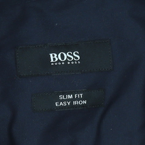 Hugo Boss Men's Blue Slim Fit Long Sleeve Button-Up Shirt Size 16