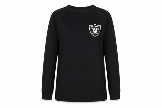 Front view of NFL Team Apparel Women’s Black XS Pullover Raiders Sweatshirt