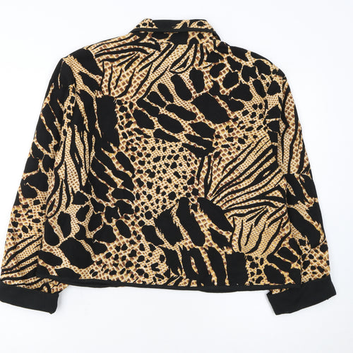 Jacqueline Lauren Womens Beige Black Animal Print Cotton Blazer M