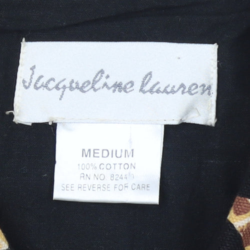 Jacqueline Lauren Womens Beige Black Animal Print Cotton Blazer M