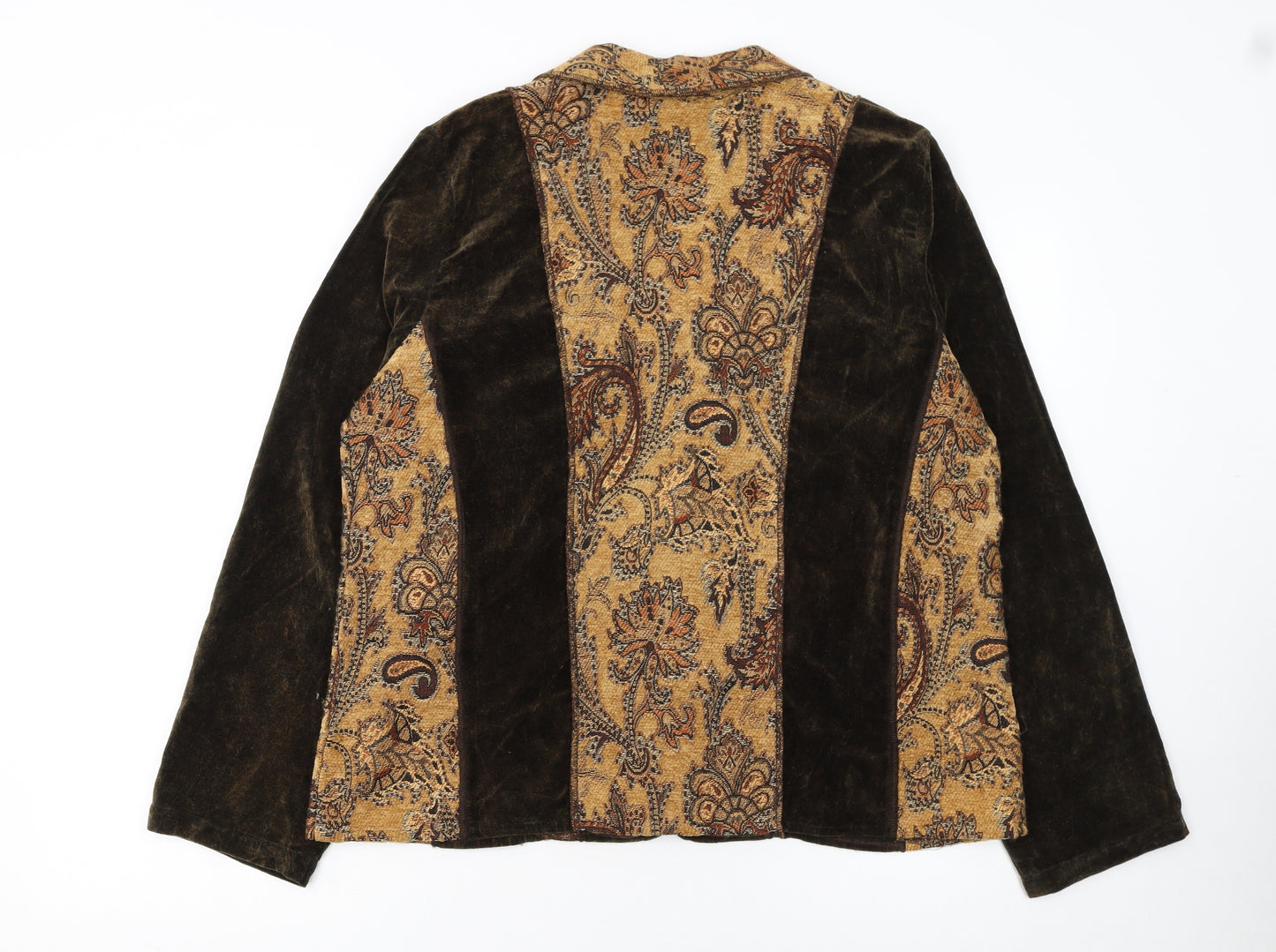 Alex Evenings Women's Brown Paisley Velvet Trim Blazer M