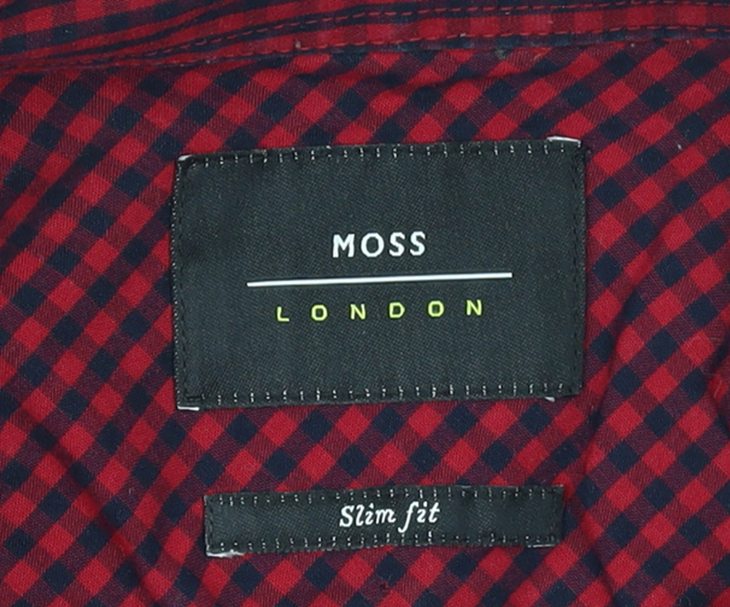 Moss London Men's Red Check Slim Fit Long Sleeve Button-Up Shirt Size L