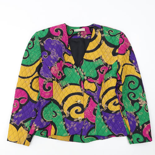 Frank Usher Womens Multicoloured Size 14 Vintage Geometric Blazer Jacket