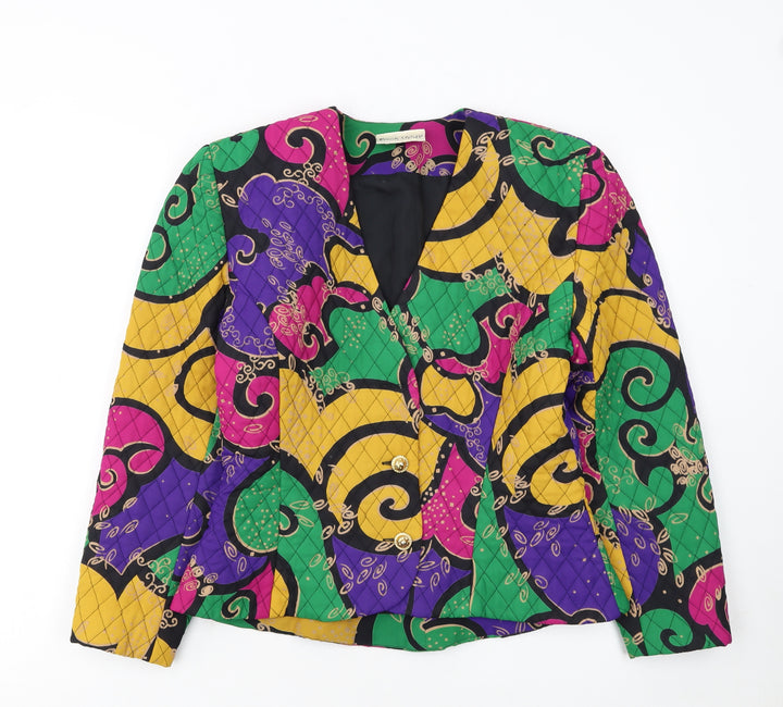 Frank Usher Womens Multicoloured Size 14 Vintage Geometric Blazer Jacket