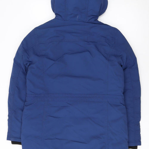WHO.A.U Men's Blue Hooded Down Parka Coat Size S