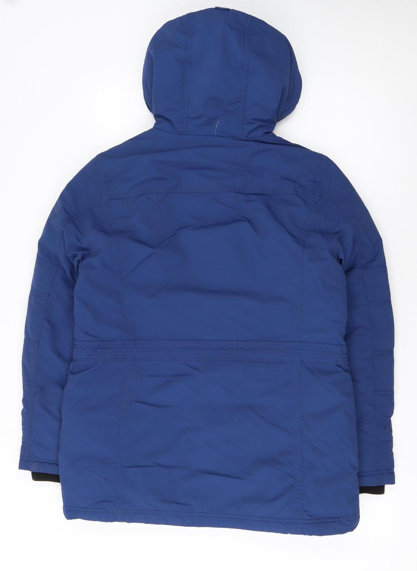 WHO.A.U Men's Blue Hooded Down Parka Coat Size S