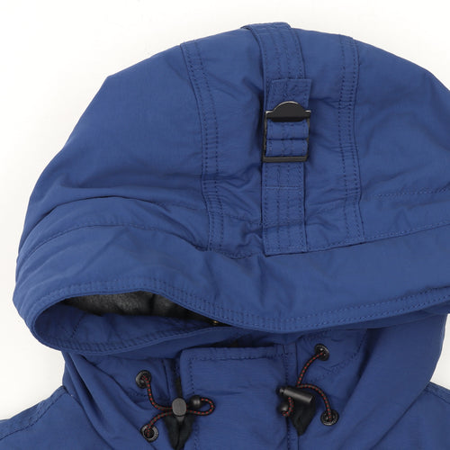WHO.A.U Men's Blue Hooded Down Parka Coat Size S