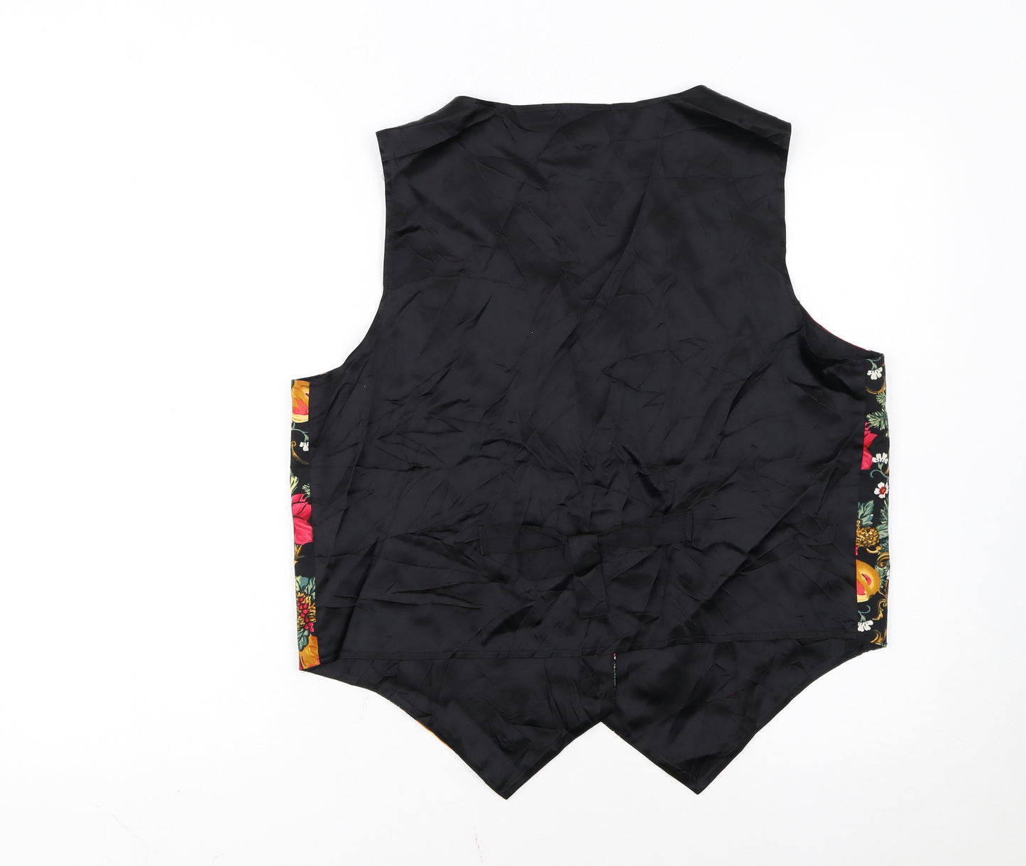 Nutcracker Womens Black Floral Christmas Waistcoat Size L Cotton