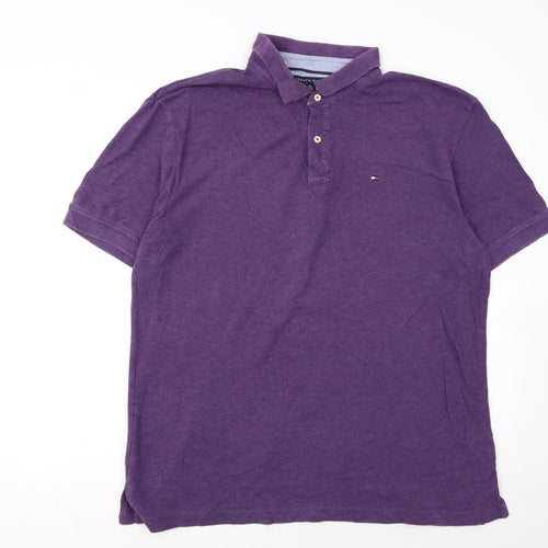 Tommy Hilfiger Men's Purple XL Custom Fit Cotton Polo Shirt