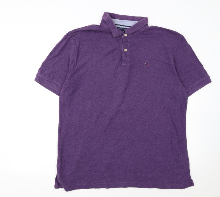 Tommy Hilfiger Men's Purple XL Custom Fit Cotton Polo Shirt