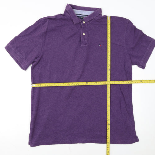 Tommy Hilfiger Men's Purple XL Custom Fit Cotton Polo Shirt